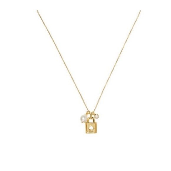 Kate Spade New York Gold-Tone Padlock, Cubic Zirconia & Freshwater Pearl New - Picture 1 of 2